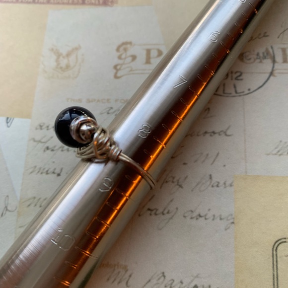 Silver Wire Wrapped Deep Purple White Swirl Rhinestone Fidget Ring jewelry - Picture 10 of 11